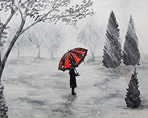 buyartforless Make It Rain by Ed Capeau 30x24 Art Print Poster Black White Landscape Umbrella Made in The USA