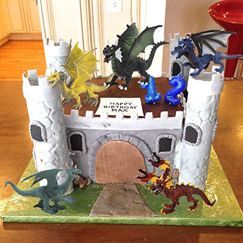 Realistic Dragon Action Figures, 6Pcs Large Plastic Dragon Figurine Flying Dragon Action Figurine For Kids Students, Perfect For Knights And Dragons Castle Diorama Decorations Dragon Cake Toppers #TOP3
