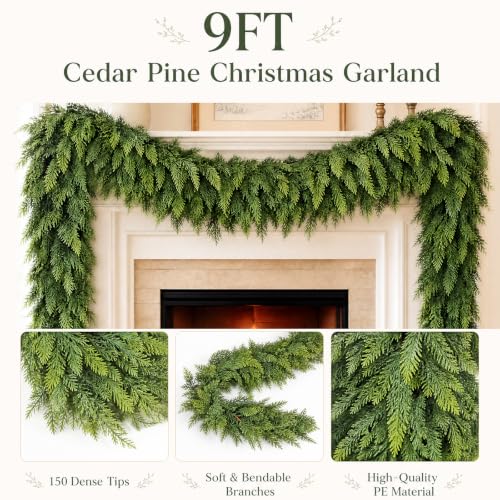 baolintrees 9ft Real Touch Artificial Christmas Cedar Garland for Mantle by baolintrees - Used condition - Image 4