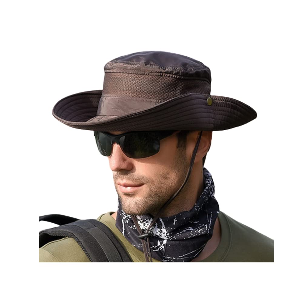 CAPICHINOMen & Women Stylish Summer Cowboy Hats Stylish Fishing Hat UV Protection Safari & Camping Travellers Bucket Hats (Brown)