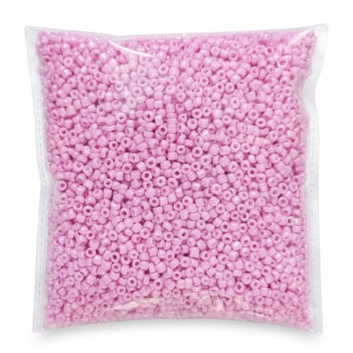 Image of eshoppee Baby Pink Color 8 /0 3mm Glass Seed Beads for Jewellery Making kit Art and Crafts Materials for Embroidery Necklace Bracelet Earring Making Materials DIY kit