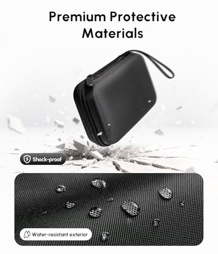 Image of Portable Charger Case Compatible with Hicober 3 in 1 Wireless Charging Station, 1680D Oxford Charger Organizer Travel Case for Foldable Charging Pad, Adapter and Cable - Matte Black