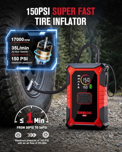 Image of GOOLOO A3 Pro 12V 3000A Portable Car Jump Starter with Air Compressor