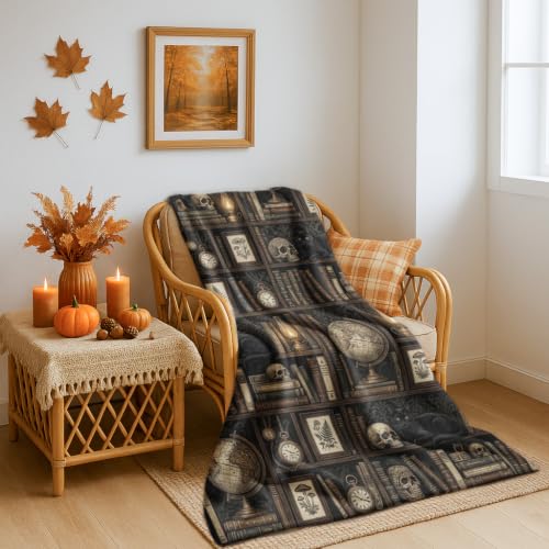Couverture en flanelle douce motif tête de mort style gothique