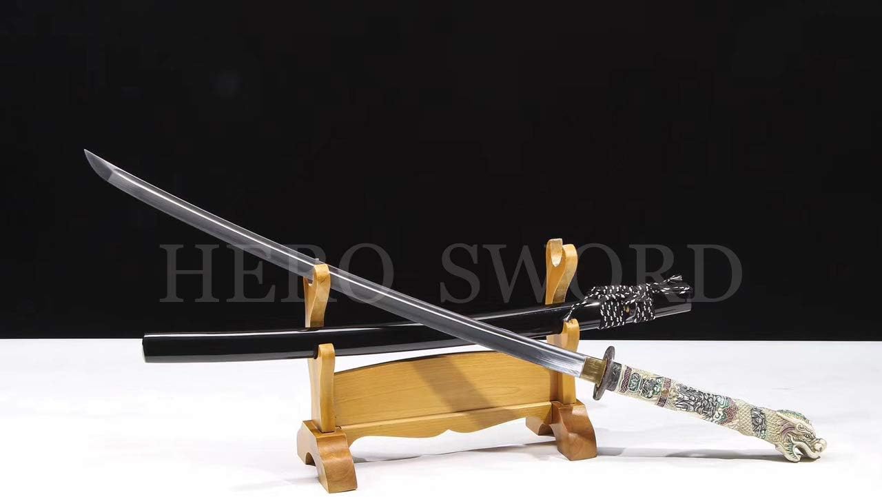 Spring Steel Blade Dragon Head Katana Handmade Full Tang Japanese Samurai Sword Real Very Sharp Highlander Sword