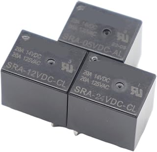 Relé de potencia CC de 5 V, 12 V, 24 V, 20 A, SRA-05VDC-AL, SRA-12VDC-CL, SRA-24VDC-CL, 4 pines, 5 pines, tipo PCB, disponible en stock, color negro(1PCS,SRA-12VDC-AL 4Pin)