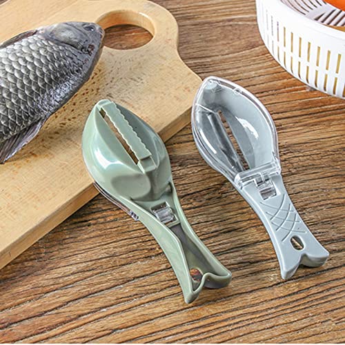 2Pcs Fish Scale Remover, Fish Skin Graters,Fishing Brush,Cleaning Peeler Scaler Scraper Kitchen Tools (Blue + Green) #TOP2