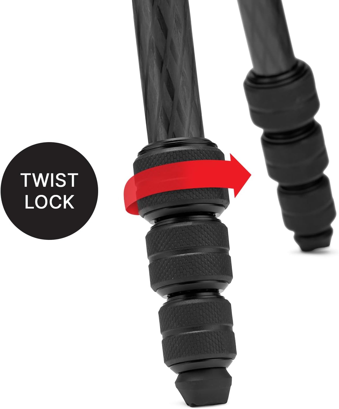 Close-up of the twist lock mechanism on Manfrotto Befree GT PRO tripod legs
