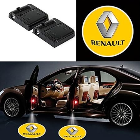 Amazon ワイヤレスカードアは 歓迎のレーザープロジェクターのロゴライトゴーストシャドーライトランプのロゴ 2本 For Renault 車 バイク 車 バイク