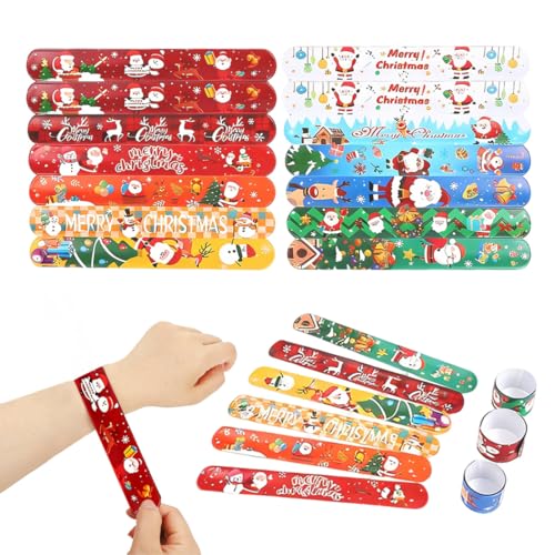 30Pcs Noël Slap Bracelet Noel Enfant, Bracelet De Noël, Slap Bandes, Cadeau Anniversaire Invites,Slap Bandes Remplisseurs Parti Favors pour Enfants Parti Favors Filles Garçons