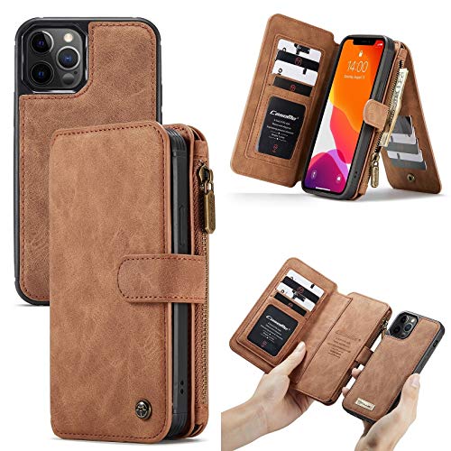 CONGCASE 14 tragamonedas de Tarjetas Diseño Multifuncional Detachable Slim Back Funda de Cuero PU Cubierta de la Cartera de la Cartera Cover