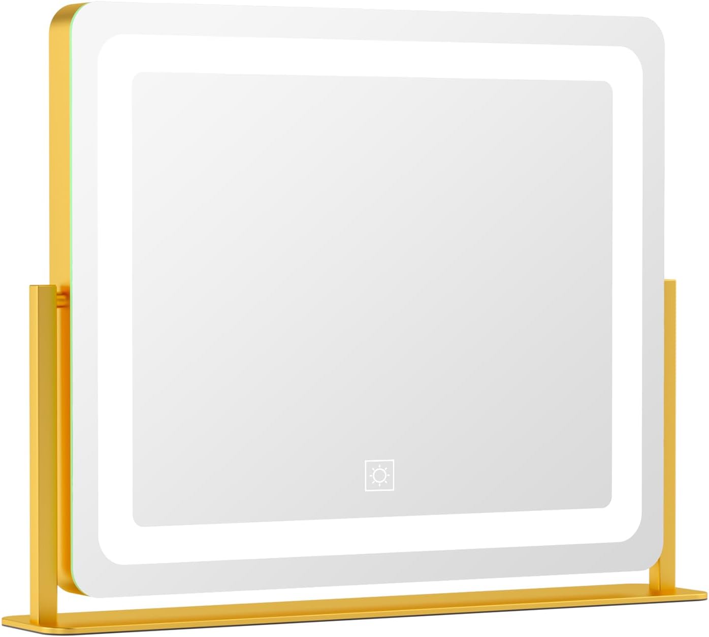 PRIMETEK Vanity Mirror with Lights, 22"x19" Large Makeup Mirror with Lights, Hollywood LED Lighted Makeup Mirror, Touch Sensor with 3-Color Lighting, Dimmable for Vanity Desk Tabletop, Bedroom, Gold