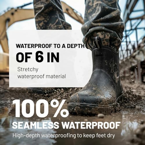 Image of Furuian Men's Steel Toe Rain Boots Rubber Work Boots Waterproof Safety Shoes Ankle /Short Mud Boots Non Slip Chelsea Rain Shoes for Outdoor, Agriculture and Industrial Working