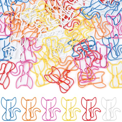 luckaide Büroklammern, 50 Stück Katze Büroklammern Motiv Bunt Groß Büroklammer Büroklammern Metall Klammern Paper Clips Katze Papierklammern Kreative Lesezeichen Für Büro Zuhause Lehrer Studenten