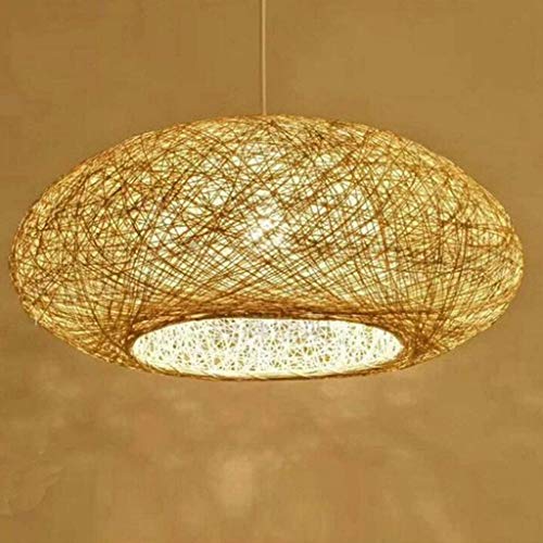 Retro Rattan Pendellampe Vogelnest Kronleuchter Vintage Hängeleuchte E27 Höhenverstellbarer Hängelampe Natürlichen Bambus Rattan Gewebt Lampe Leuchte Esszimmer Studie Wohnzimmer Cafe Lampe