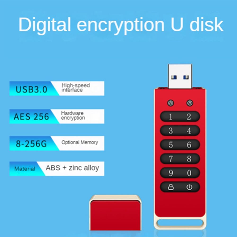 1 Chiavetta USB Crittografata con Chiavetta USB con Password Hardware e Tastiera USB 3.0 Disco Flash da 32 GB