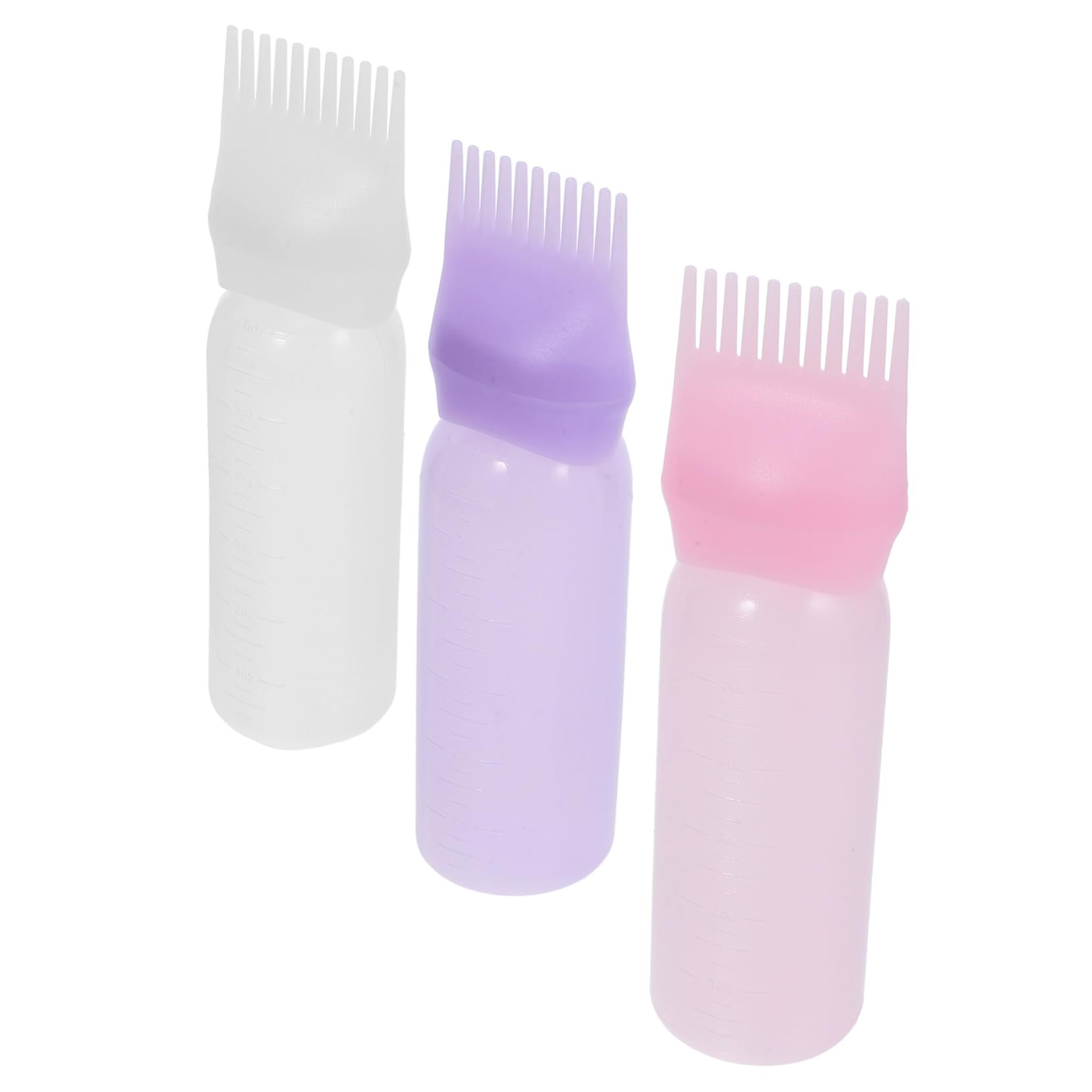 3 Stück Haarfärbeflasche mit Applikatorkamm Graduierte Messanzeige Gleichmäßige Farbabgabe Praktische Anwendung für Haarfärbung Professionelle Wurzelhaarfarbe Vielseitig