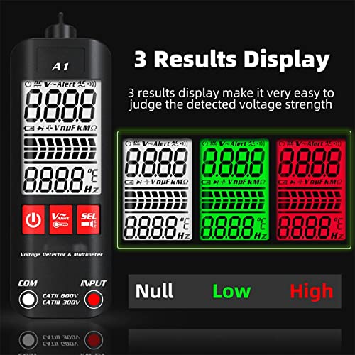 A1 Fully Automatic Anti-Burn Intelligent Digital Multimeter,Auto Senses The Zero And Fire Wires Fast Accurately Measures Voltage, Current,Conductor On/Off,Color Ring Resistance With Bag (B) #TOP6
