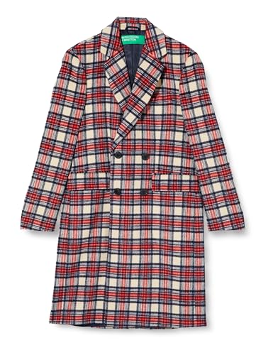 United Colors of Benetton Cappotto 26FEUN039, Tartan Rosso 901, 48 Uomo