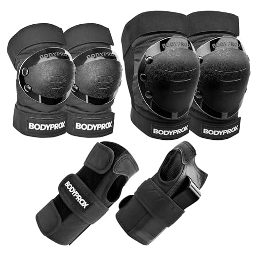 BODYPROX Knee Pads Elbow Pads Wrist Guards Set for Skateboarding, Roller Derby, BMX Ride, and Inline Skating (Large)