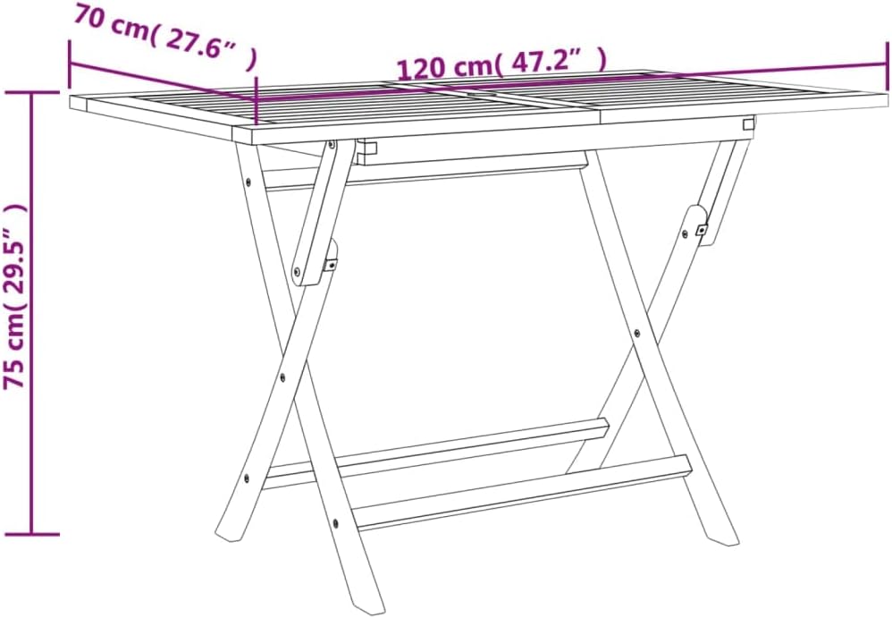 Folding Patio Table,Coffee Tables,Tea Tables,Camping Tables,Party Tables,Portable,Display Tables,Console Tables,Snack Tables,for Balcony,Terrace,Dining Room, Gray 47.2"x27.6"x29.5" Solid Wood Teak