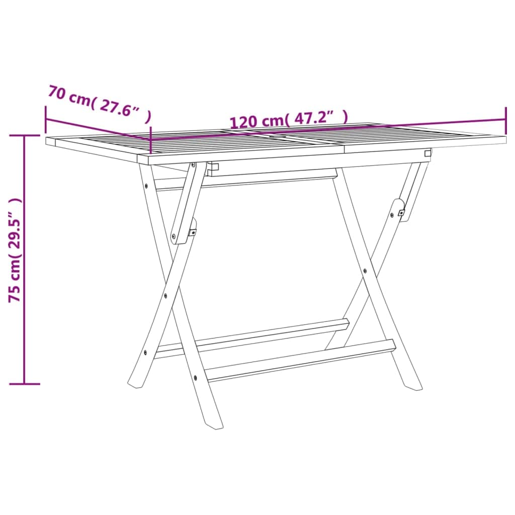Tavolo da giardino pieghevole grigio in legno di teak massiccio, 120 x 70 x 75 cm, tavolo da terrazza con foro per ombrellone per giardino, balcone, terrazza, esterni, resistente alle
