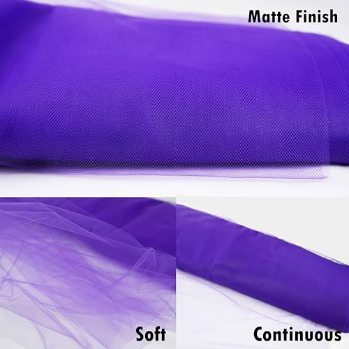 Craft And Party, Purple Fabric Tulle Roll 54 Inch by 40 Yards (120 ft) Fabric Tulle Bolt for DIY Tutu Skirt, Wedding and Decoration (Purple) - Thumbnail 4