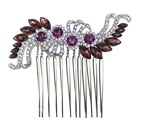 Peine para cabello con cristales decorativos morado miniatura 1