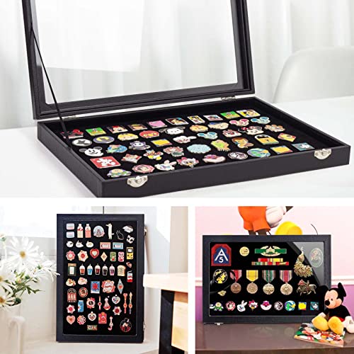 Enamel Pin Display Case, Pin Collection Holder, 14" X 9" Shadow Box Frame for Disney Pins, Black