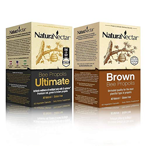 NaturaNectar Natural Bee Propolis Bundle â€“ Bee Propolis Ultimate and Brown Bee Propolis - for Immune, Cardiovascular, and Respiratory Systems Support - 60 Capsules per Bottle