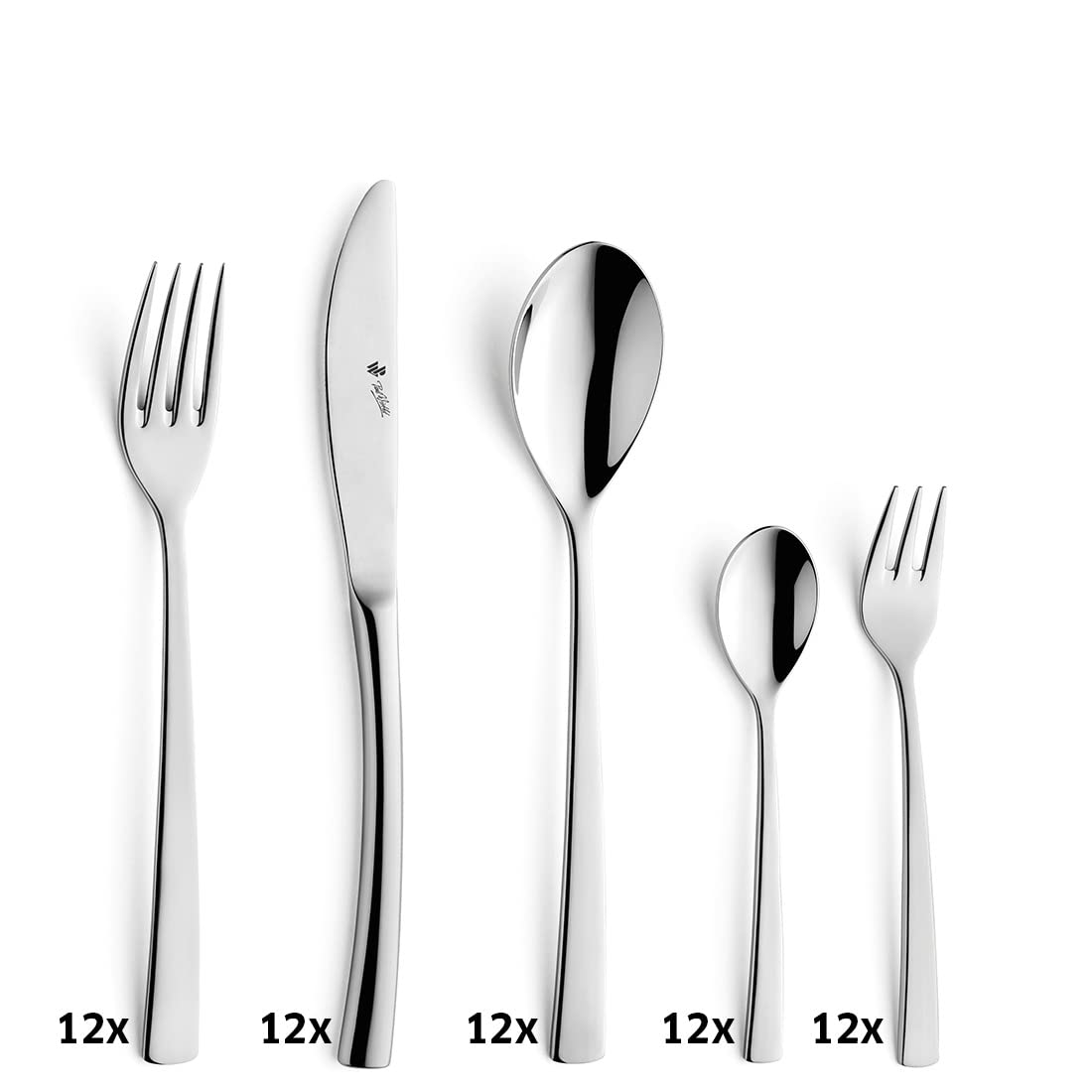 PW Paul Wirths Swing Besteck-Set 68-tlg., polierter Edelstahl, 12 Personen | Rostfreies, spülmaschinenfestes Tafelbesteck in hochwertiger 18/10 Qualität, inklusive praktischem Besteckkasten