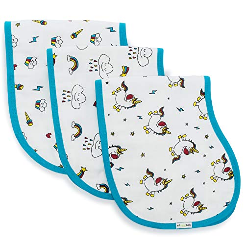 Ziggy Baby Muslin Burp Cloths, Burpy Bib Set (3 Pack) Unicorn, Rainbow, Cupcake