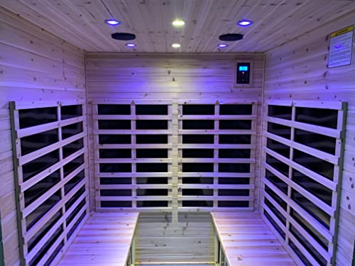 Image of LTCCDSS Outdoor Hemlock Sauna 4 Person, Far Infrared Sauna | Withstand Temp -5℉-104℉, Low EMF Sauna, Outdoor Indoor Wooden Sauna Room for Home-12 Low EMF Boards-Chromotherapy-Bluetooth Speaker