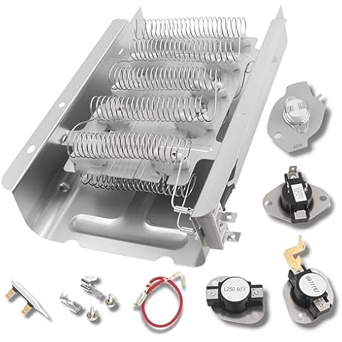 Wibefel Dryer Heating Element Replacement for Amana NED4655EW1 NED4600YQ0 NED4600YQ1 NED4500VQ2 NED5400TQ0 YNED4655EW1 YNED4600YQ0 YNED4600YQ1 NED4655EW NED4600YQ NED4500VQ NED5400TQ with Thermostat Cover