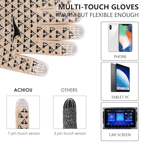 Image of Achiou Winter Gloves, Glove for Men Women, Upgraded Touch Screen Texting Warm Running with Thermal Soft Knit Lining
