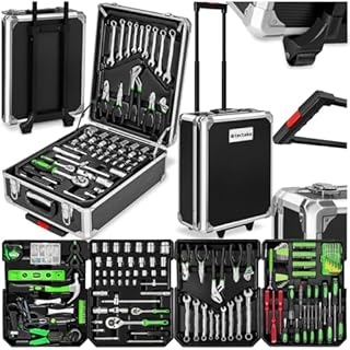 tectake® 1200 Set di Attrezzi Trolley, Valigia Alluminio, Porta utensili, Portautensili, Cassetta, Valigetta da Lavoro, Attrezzi da Lavoro, Trolley Porta Attrezzo