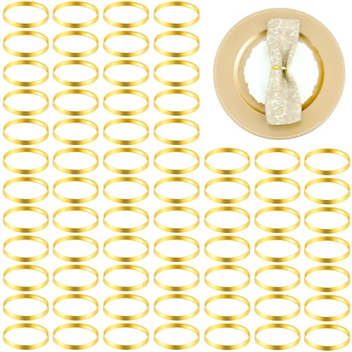100Pcs Gold Napkin Rings Bulk, Elegant Gold Napkin Rings, Servilleteros para Mesas for Weddings, Parties, Dinners