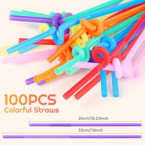 Pitillos desechables coloridos con bolsas de bebida 100 pcs miniatura 3