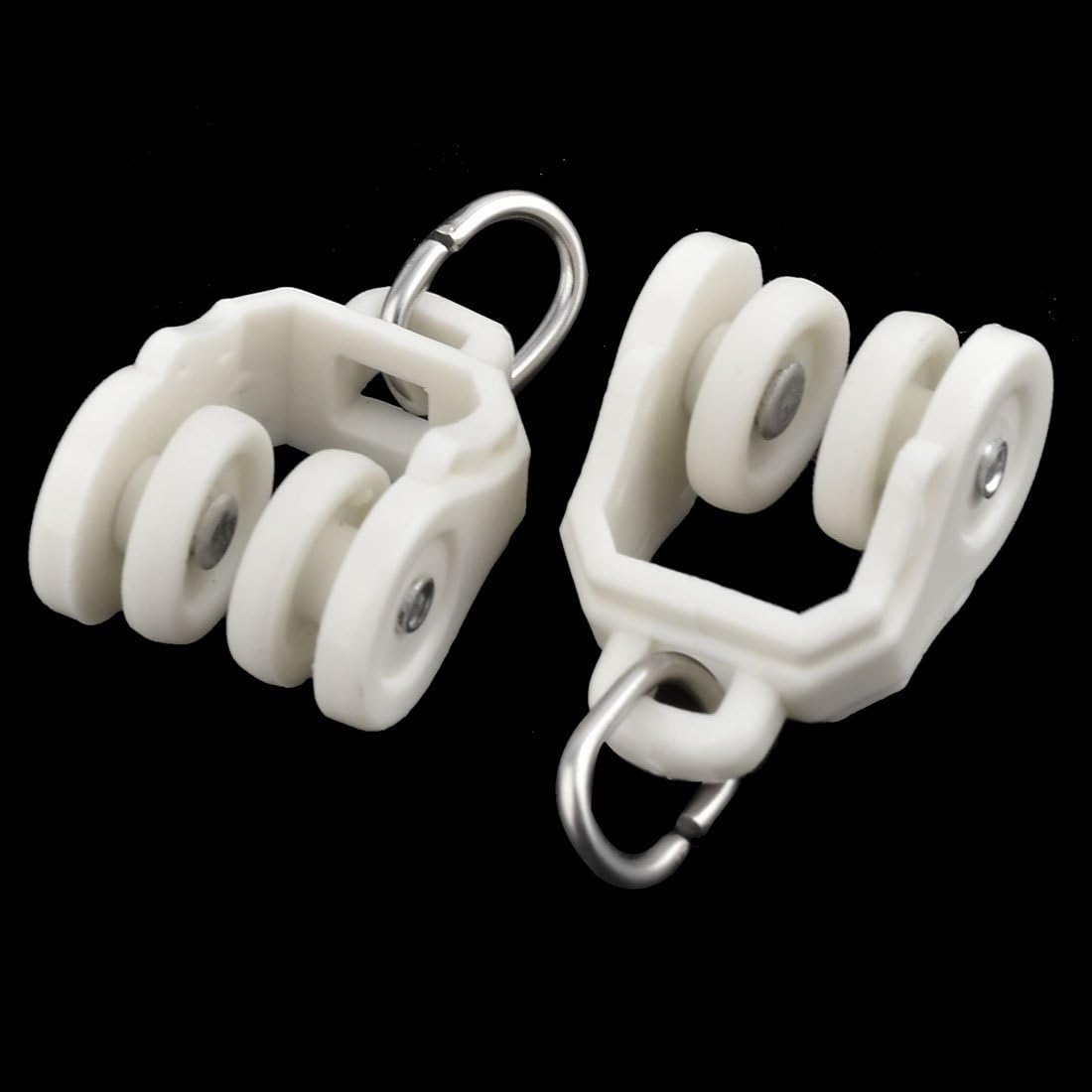 sourcingmap Plastic Dormitory Double Wheel Curtain Track Rail Sliding Roller Glider Carrier 20pcs, Beige - Image 3
