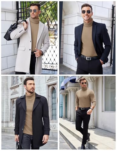 Image of COOFANDY Men's Ribbed Turtleneck Sweater Casual Basic Long Sleeve Knitted Pullover Sweater