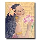 African American Black Flowers And Girl Contemporary Wall Picture 16x20 Art Print