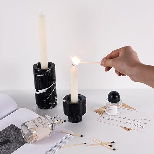 Miniatura 5 de Portavelas de mármol natural de lujo real para bodas, comedores, portavelas para velas perfumadas, candelabros, velas cónicas, velas de vela (estilo