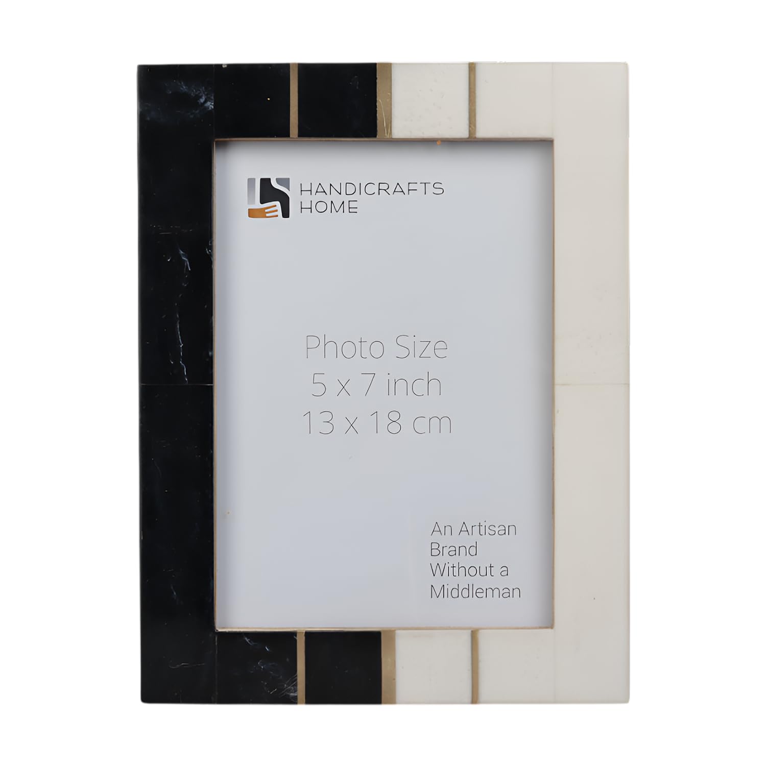 Handicrafts Home West Coast Ventura 5X7 Picture Frame Black & White Handmade Resin Inlay Photo Frame For Tabletop Living Room Office, Home Decor, Pre Wedding, Family Picture - Handmade Gift.