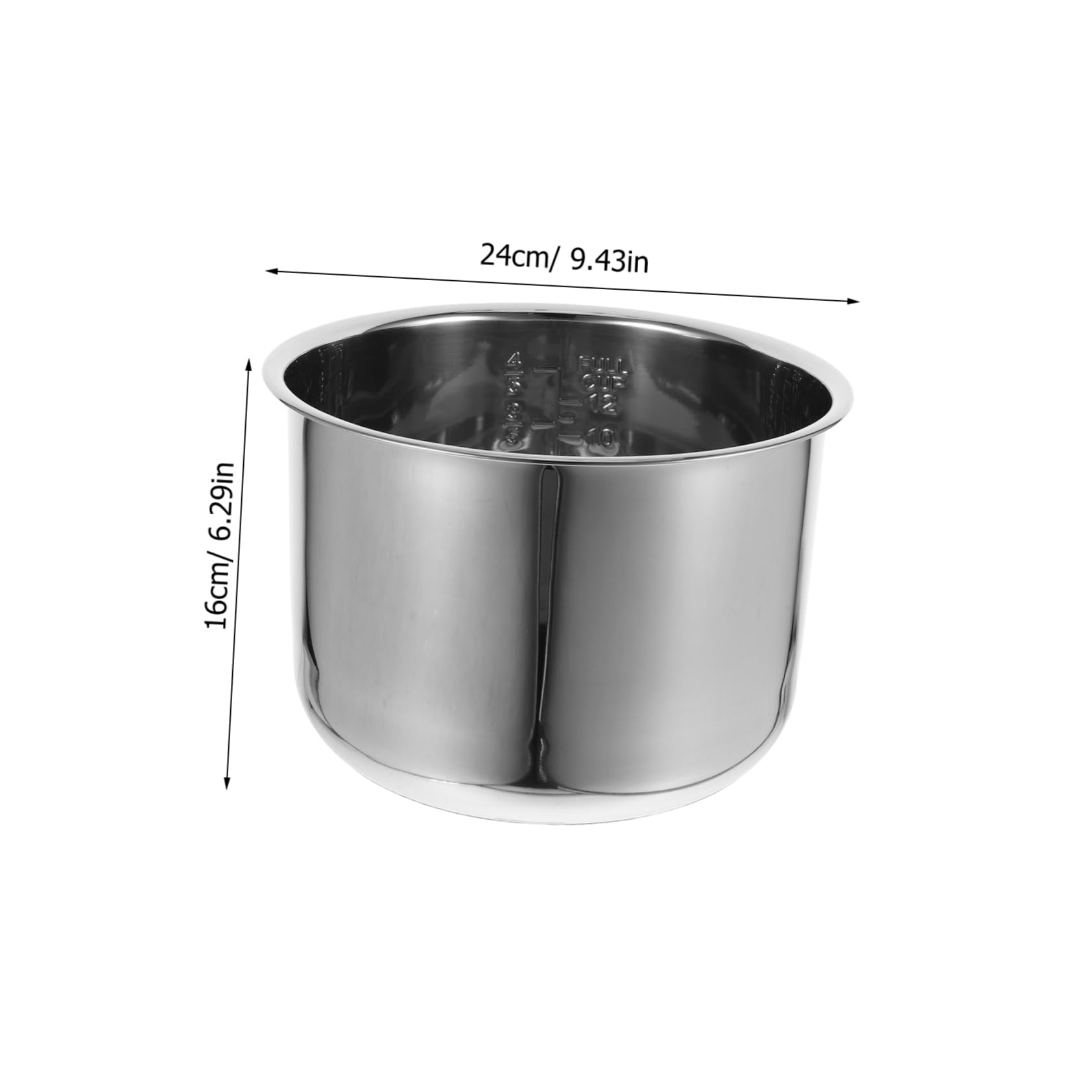 Pentola Interna per Bollitura e Cottura a Vapore in Acciaio Inossidabile da 6l Sostituzione Facile e Resistente Distribuzione Uniforme del Calore per Olla Arrocera