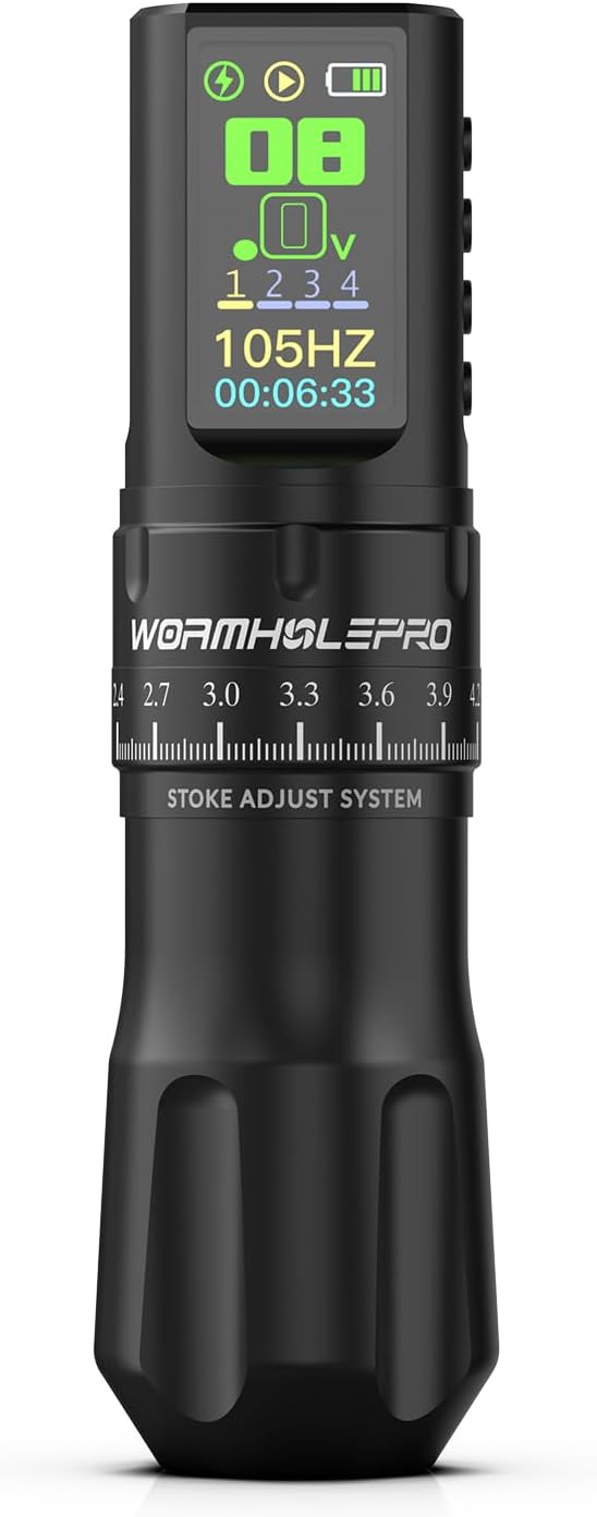 WORMHOLE PRO Tattoo Gun AQUILA Wireless Tattoo Machine Multi-function Smart Tattoo Pen 1,800mAh Battery Smart Display, Brushless Motor, 7 Strokes Length for tattooists HKP14-A