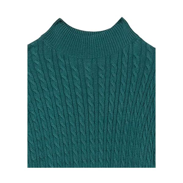 Amazon-Essentials-Womens-Classic-fit-Lightweight-Cable-Long-sleeve-Mockneck-Sweater Amazon Essentials Women's Classic-Fit Lightweight Cable Long-Sleeve Mock Neck Sweater, Forest Green, Medium