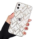 Compatible with iPhone 11 Case,Soft Slim TPU Fit Full-Around Protective Cute Clear Heart Pattern Phone Case Glitter Cover for iPhone 11 6.1''-Heart