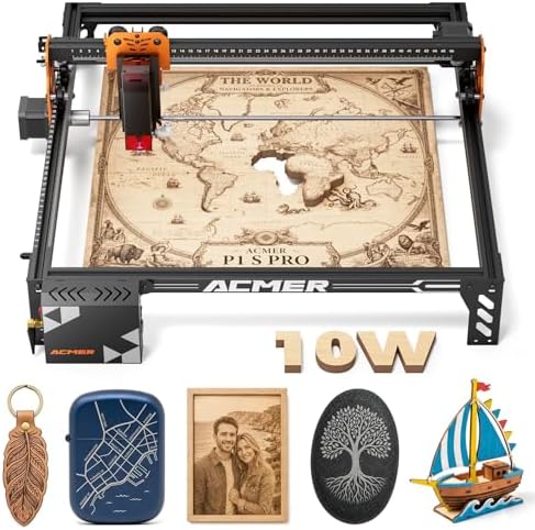 ACMER S1 Laser Engraver 6000mW for Beginner Mini Laser Engraving Machine for Wood, Leather, Plastic, Class 1, Silver