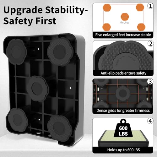 Image of Adjustable Step Stool for Adults, Noctilucent Bed Step Stools, 660 LBS Capacity Non-Slip Safety Step Platform Indoor and Outdoor for Seniors and Kids, Wide Step Stools Elderly Assistance at Night