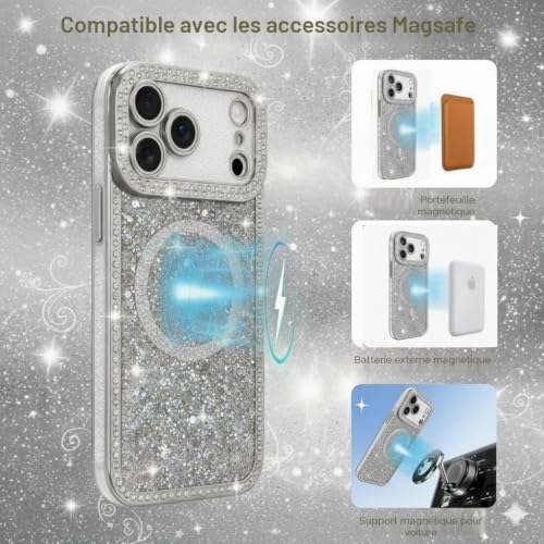 Coque iPhone 17 Pro Max magnétique scintillante évite cassure et rayure - 2